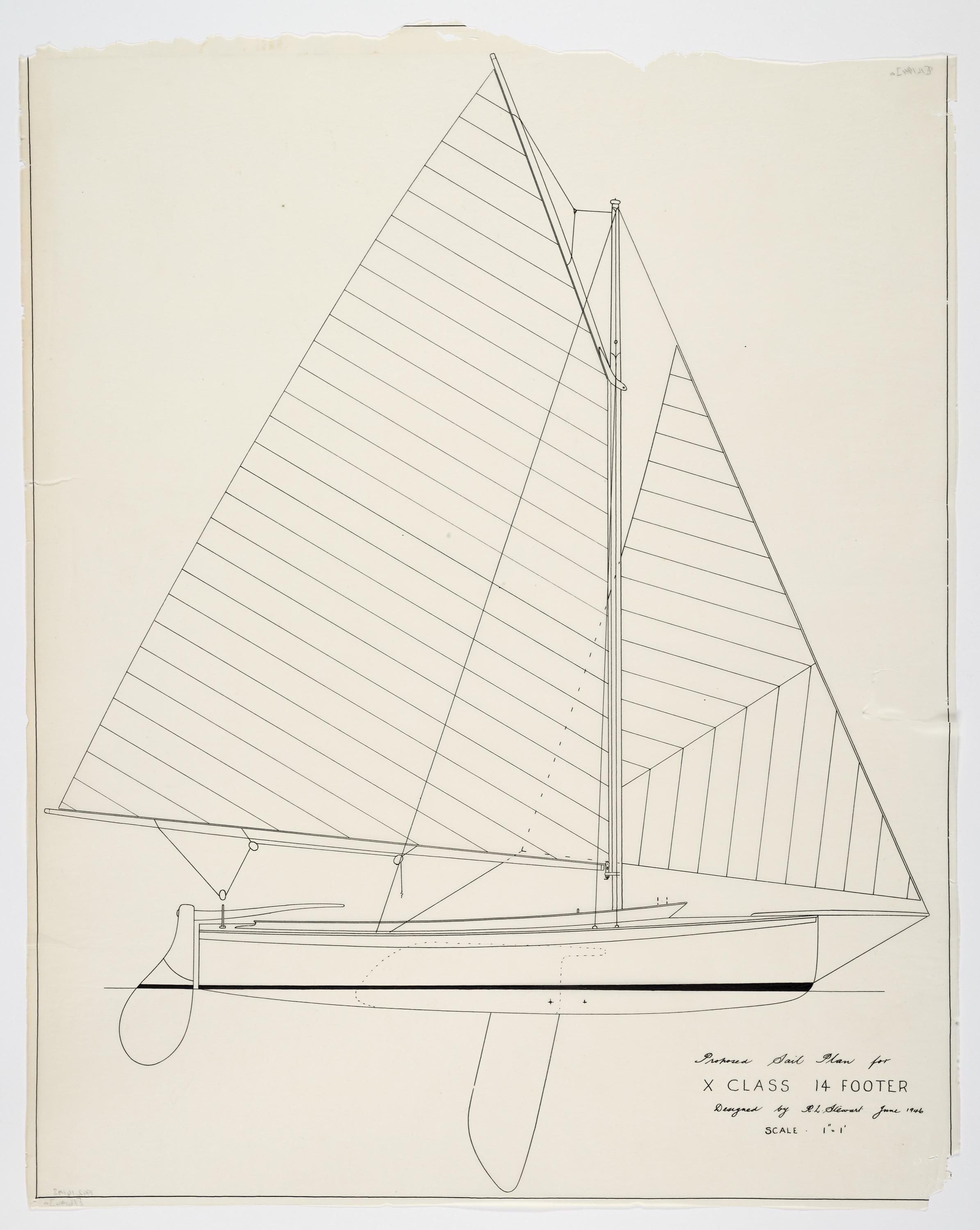 X Class 14 Footer Sail Plan by R.L. Stewart